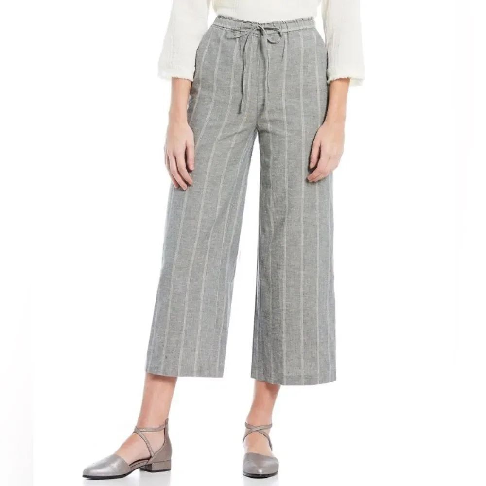 Eileen Fisher Organic Hemp Wide-Leg Cropped Minimalist Pant - Gray